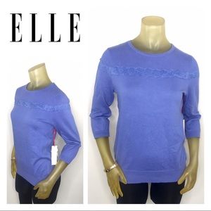 ELLE NWT Periwinkle Blue Sweater Lace Top M 8 10